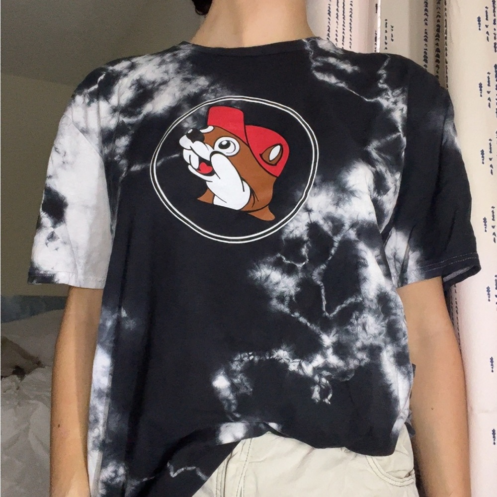 Black and White Tie-Dye Graphic T-Shirt